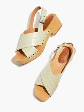 NWOT Madewell The Farrah Slingback Clog in Croc Embossed Leather